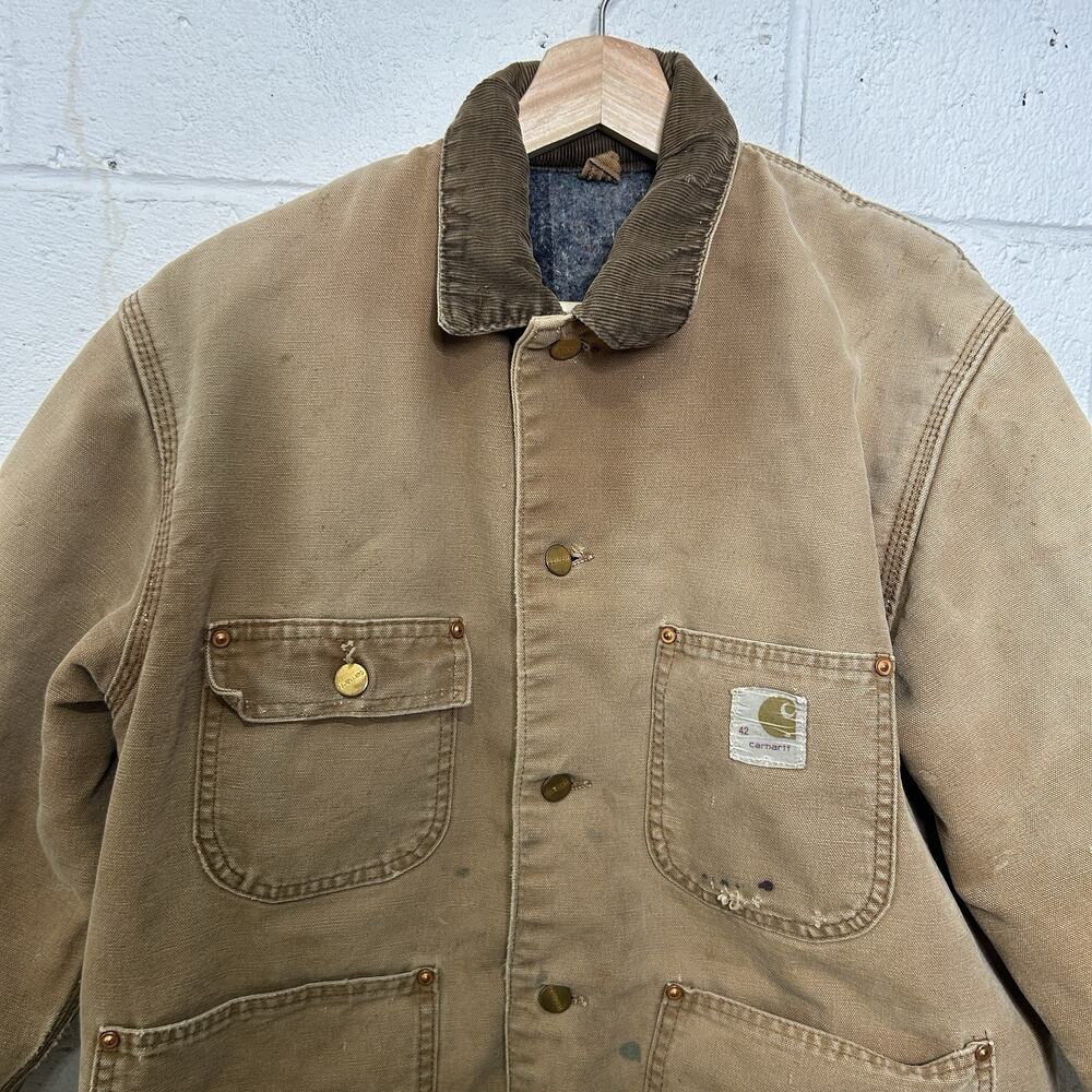 Vintage 1970s Carhartt Blanket-Lined Chore Coat “Tan” - Picture 3 of 12